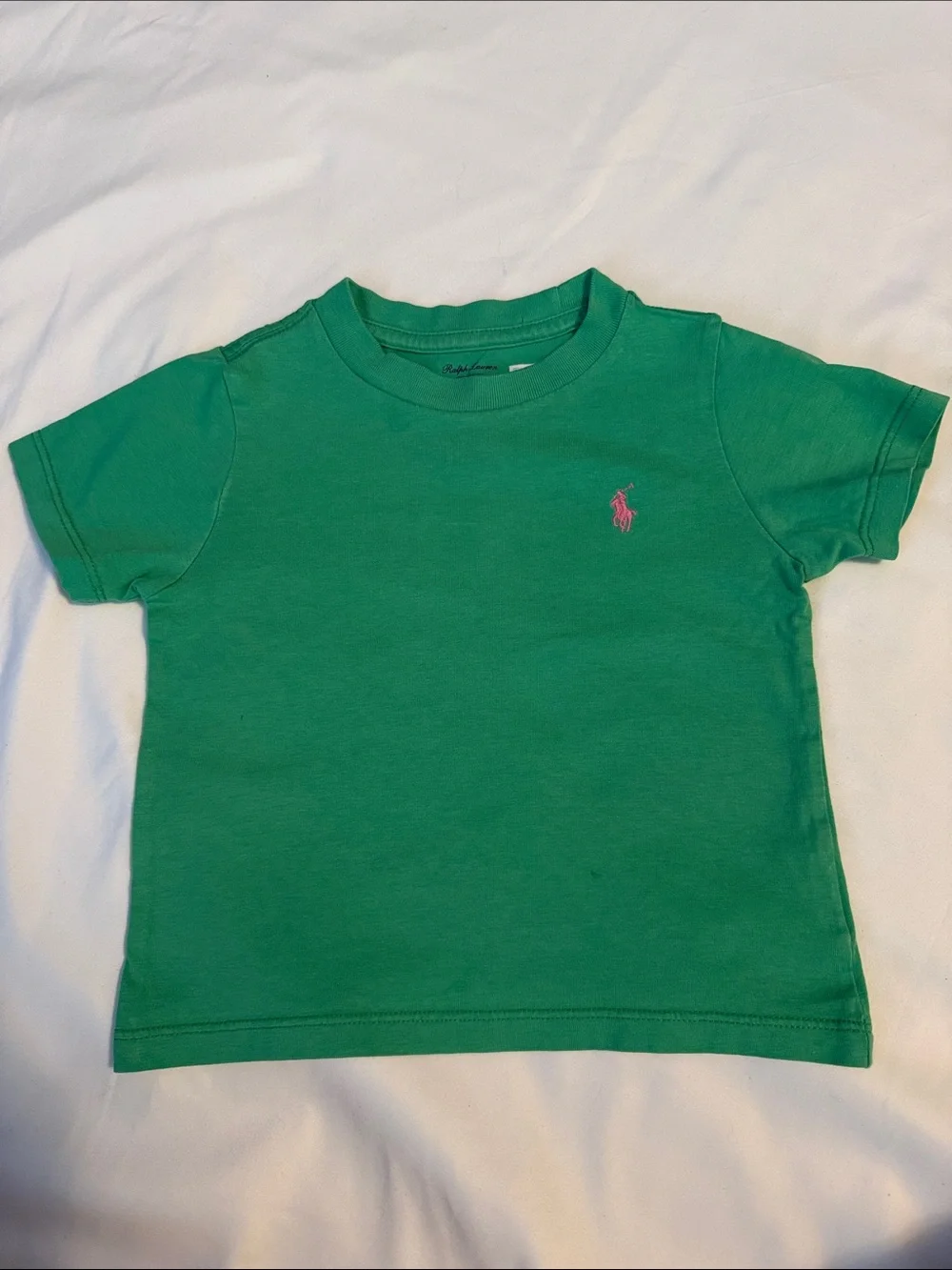 Ralph Lauren Green Short-Sleeve Tee with Pink Polo Pony